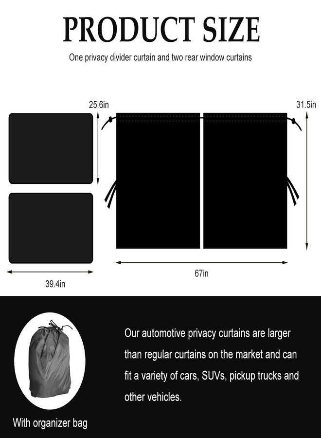 NYTKL 3PCS Car Privacy Curtain, Vehicle Blackout Divider Curtain with 2 Rear Side Window Shades, Car Sunshade Screen Cover Blocks Light for Sleeping Camping Fit Sedan SUV Truck - Image 2