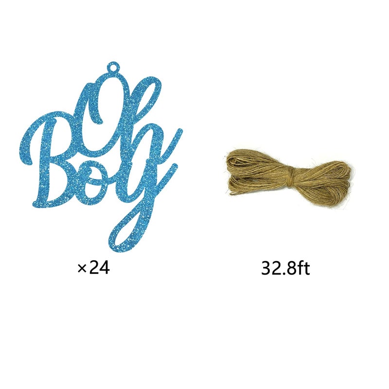 Matt Time 24PCS Boy Jar Tag Gender Reveal Centerpieces Blue Baby Shower Decoration Glitter Paper Cutouts - Image 3