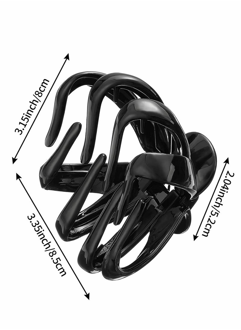 SYOSI - 4 Pieces Large Grip Octopus Clip Spider Hair Claw Octopus Jaw Hair Claw Clips Hair Jaw Clips Strong Hold Jumbo Hair Clip for All Hair Types for Thick Hair Black Clear 8.5 cm - Image 1