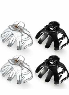 4 Pieces Large Grip Octopus Clip Spider Hair Claw Octopus Jaw Hair Claw Clips Hair Jaw Clips Strong Hold Jumbo Hair Clip for All Hair Types for Thick Hair Black Clear 8.5 cm