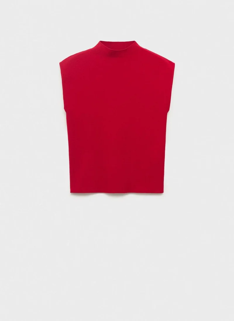MANGO Perkins-neck knitted top