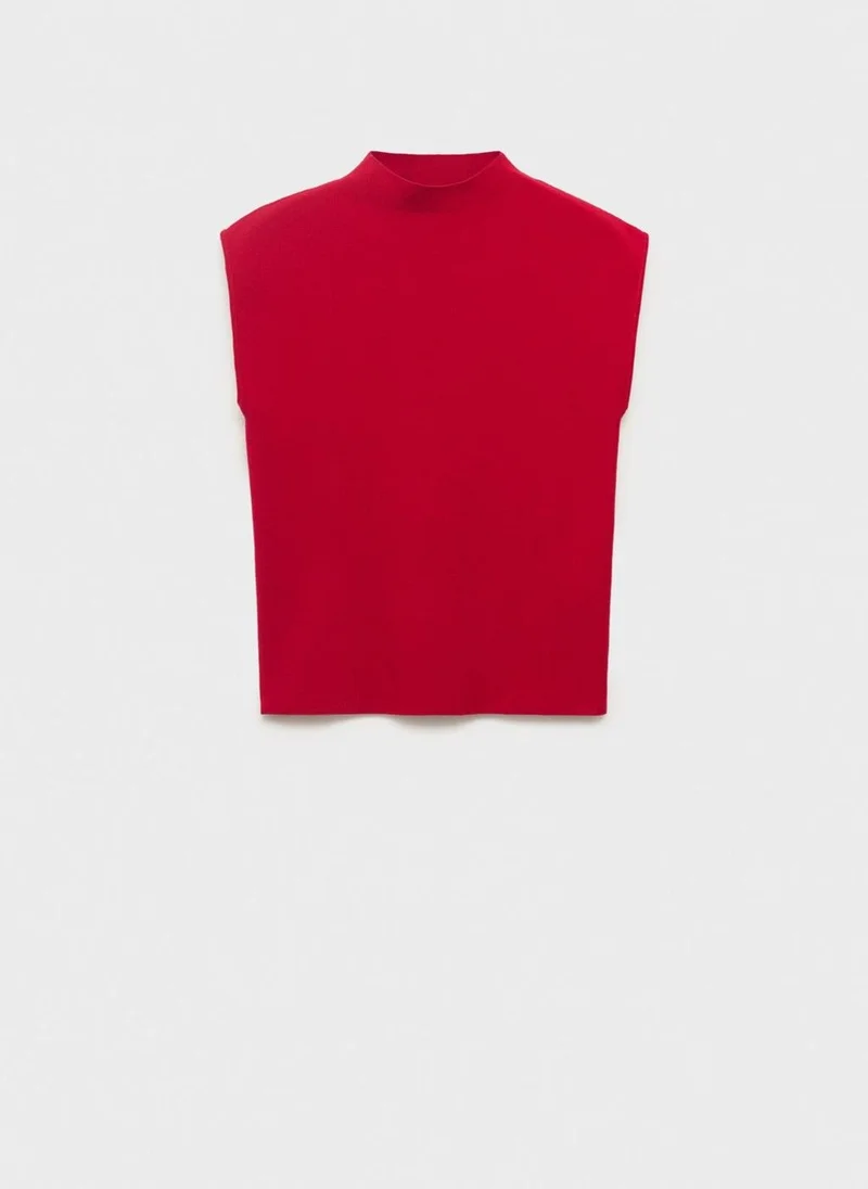 MANGO Perkins-neck knitted top