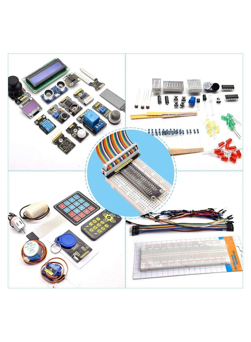 RFID Sensor Starter Kit for Raspberry Pi 4 3B 2B B+, with Tutorials C Language Python Java Code for Adults Teens Programming, GPIO Breakout, LCD Display, Breadboard Solderless