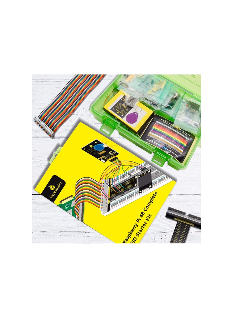 RFID Sensor Starter Kit for Raspberry Pi 4 3B 2B B+, with Tutorials C Language Python Java Code for Adults Teens Programming, GPIO Breakout, LCD Display, Breadboard Solderless