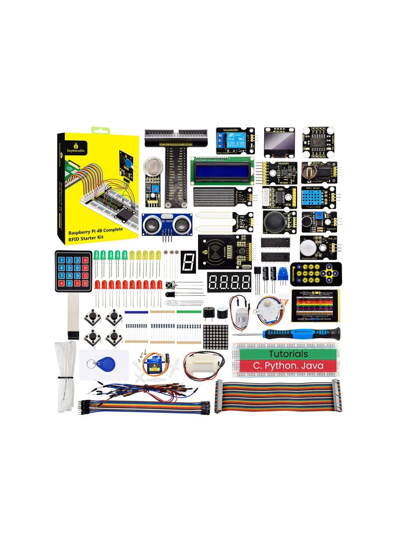 RFID Sensor Starter Kit for Raspberry Pi 4 3B 2B B+, with Tutorials C Language Python Java Code for Adults Teens Programming, GPIO Breakout, LCD Display, Breadboard Solderless