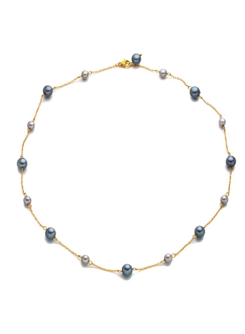 KAAF CREATIONS 18k gold plated Stainless Steel Pearl Necklace, size 53 cm, for women and girls  - Image 1