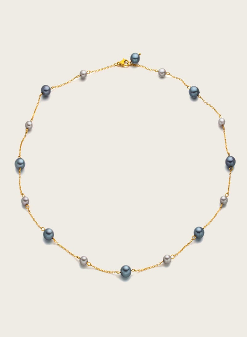KAAF CREATIONS 18k gold plated Stainless Steel Pearl Necklace, size 53 cm, for women and girls  - Image 2