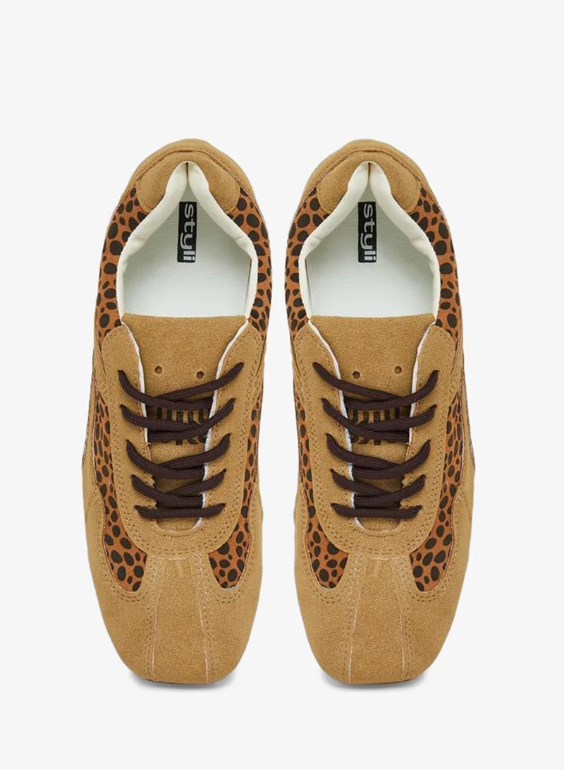 Styli Active Brown Women Brown Leopard Print Sneakers for Women | Best Price UAE