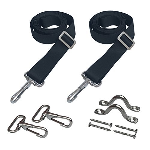 Vtete 2 PCS Adjustable Bimini Boat Top Straps with Loops + Snap Hooks + Eye Straps - 28"~60" Stainless Steel Boat Awning Hardware - Image 1