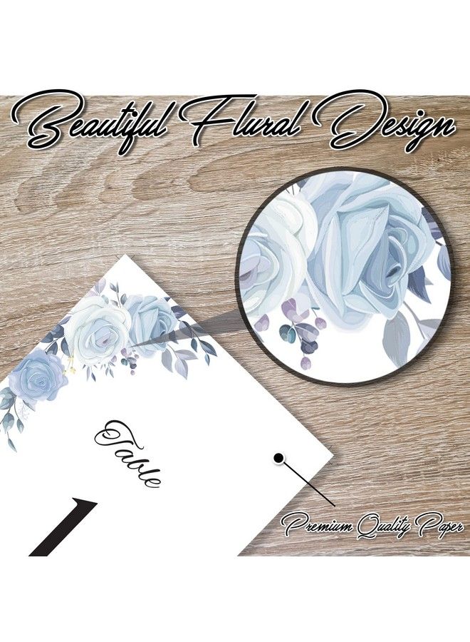 30 Pc Table Numbers Wedding Table Numbers Table Number Cards With Blue Floral Border Print Black Table Numbers For Wedding Reception 130 4X6 Inches Table Numbers For Wedding  - Image 4