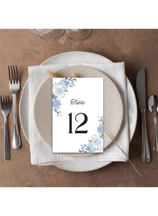 30 Pc Table Numbers Wedding Table Numbers Table Number Cards With Blue Floral Border Print Black Table Numbers For Wedding Reception 130 4X6 Inches Table Numbers For Wedding  - Image 5