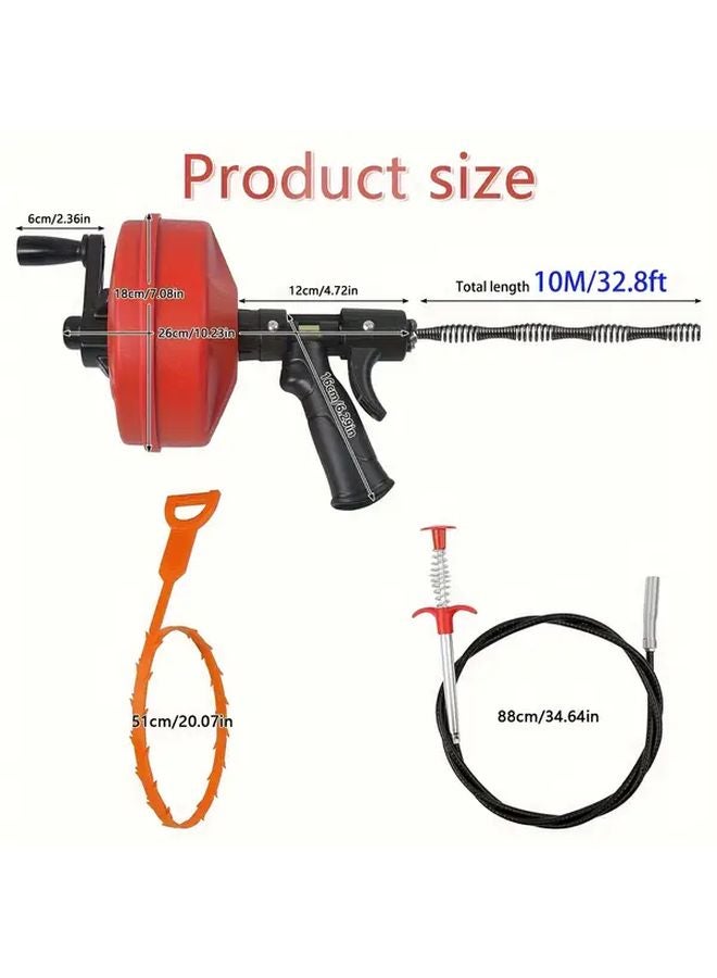 196.85 Inch Manual Drain Cleaner Spring Heavy Duty Pipe Snake For Kitchen Bathroom Shower Clogs - Image 1