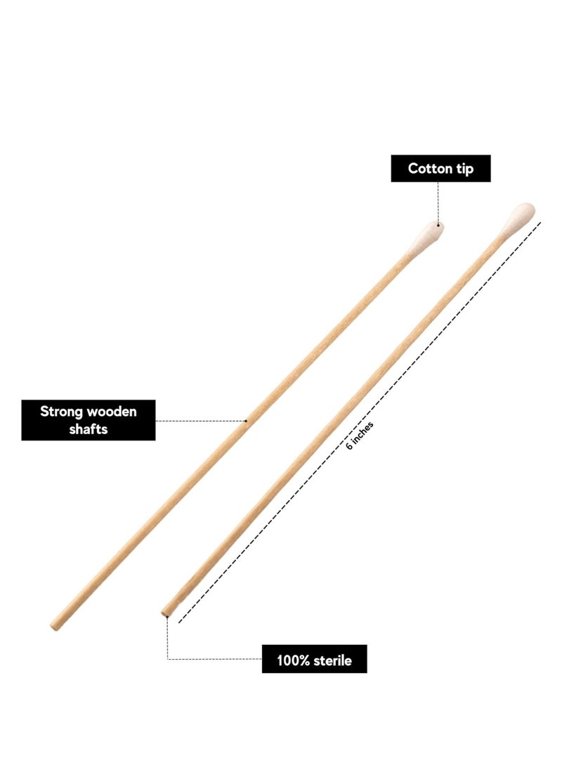 King Mariot Pack of 10 Sterile Cotton Applicator 6 inch | Single-Use Wooden Stick with Firmly Wound Cotton Bud for Medical and Beauty Applications  - Image 3
