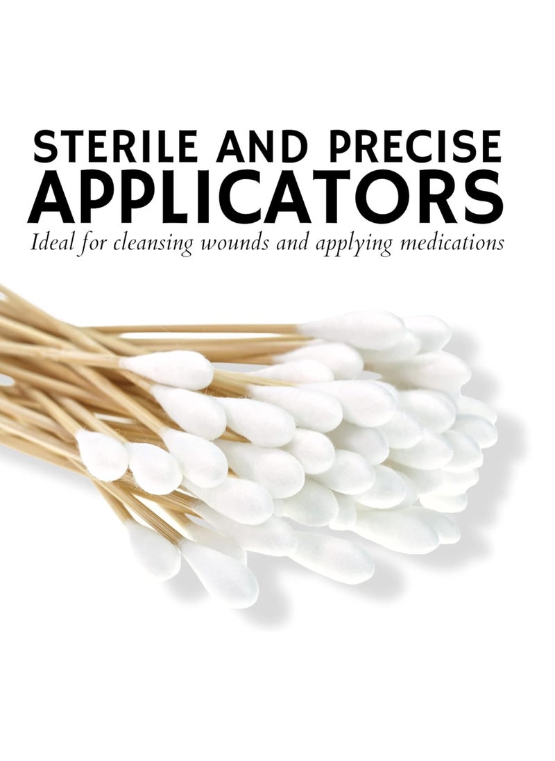 King Mariot Pack of 10 Sterile Cotton Applicator 6 inch | Single-Use Wooden Stick with Firmly Wound Cotton Bud for Medical and Beauty Applications  - Image 2