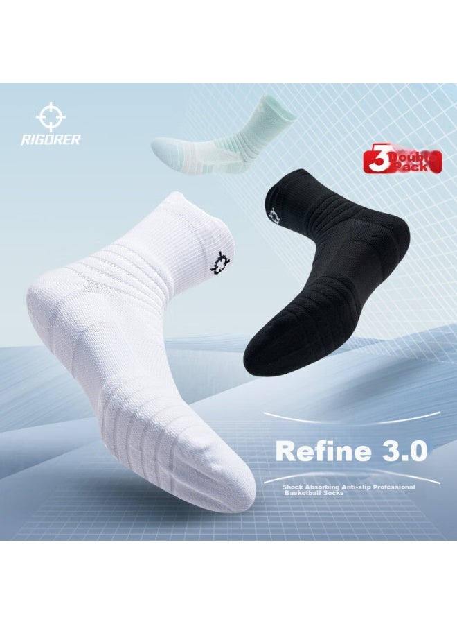 Rigorer Professional-grade Training 2 Basketball Socks With Thick Terry Bottom, Sweat-absorbing And Shock-absorbing, W-08 Black/white/gray - Image 5