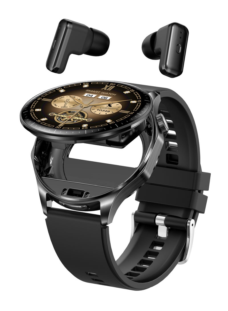 RollsTimi  Men's SmartWatch, 1.43-inch AMOLED Screen, TWS Organizer, IP67 Waterproof And Dustproof, Health Monitoring, 100+ Sports Modes, Large Capacity Battery, Smart Sports Watch, T98 Tape Black - Image 1