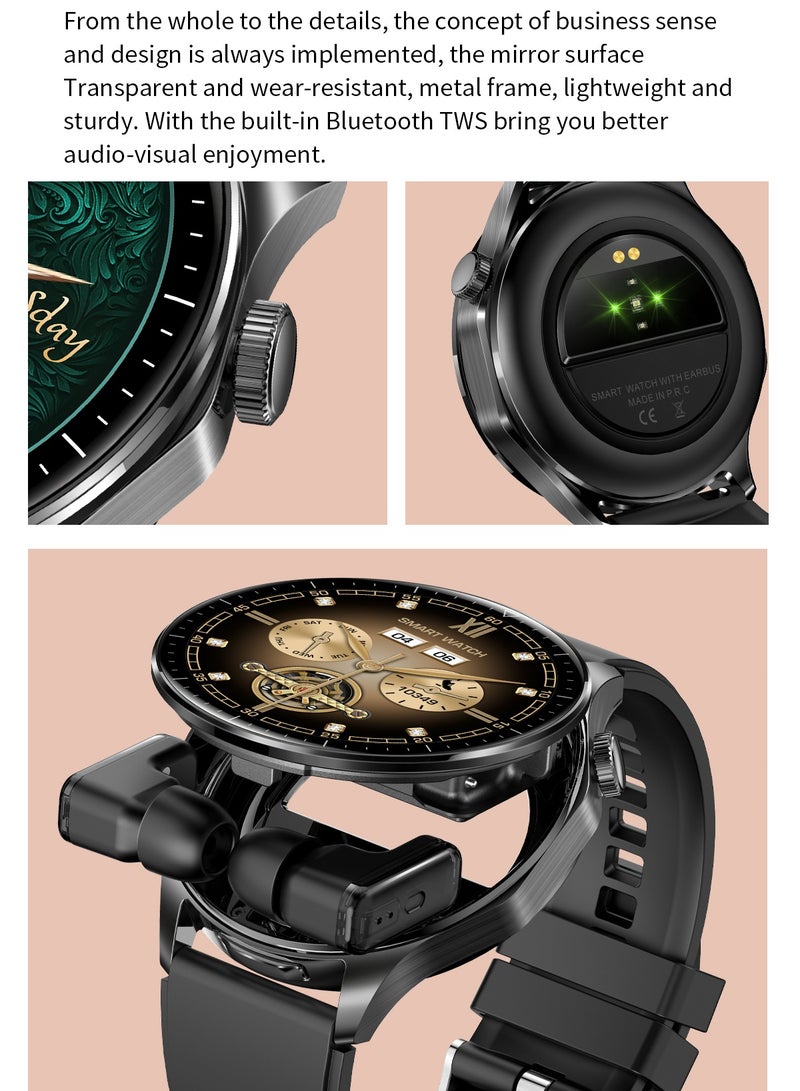 RollsTimi  Men's SmartWatch, 1.43-inch AMOLED Screen, TWS Organizer, IP67 Waterproof And Dustproof, Health Monitoring, 100+ Sports Modes, Large Capacity Battery, Smart Sports Watch, T98 Tape Black - Image 2