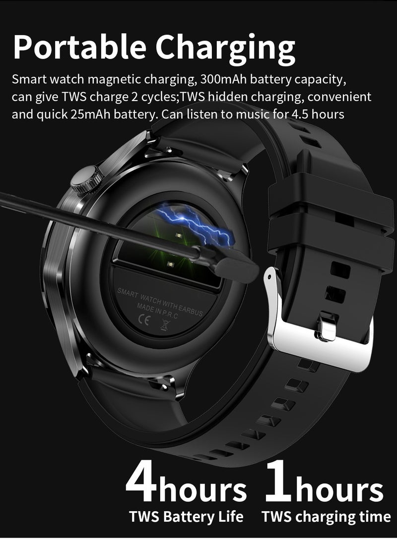 RollsTimi  Men's SmartWatch, 1.43-inch AMOLED Screen, TWS Organizer, IP67 Waterproof And Dustproof, Health Monitoring, 100+ Sports Modes, Large Capacity Battery, Smart Sports Watch, T98 Tape Black - Image 3