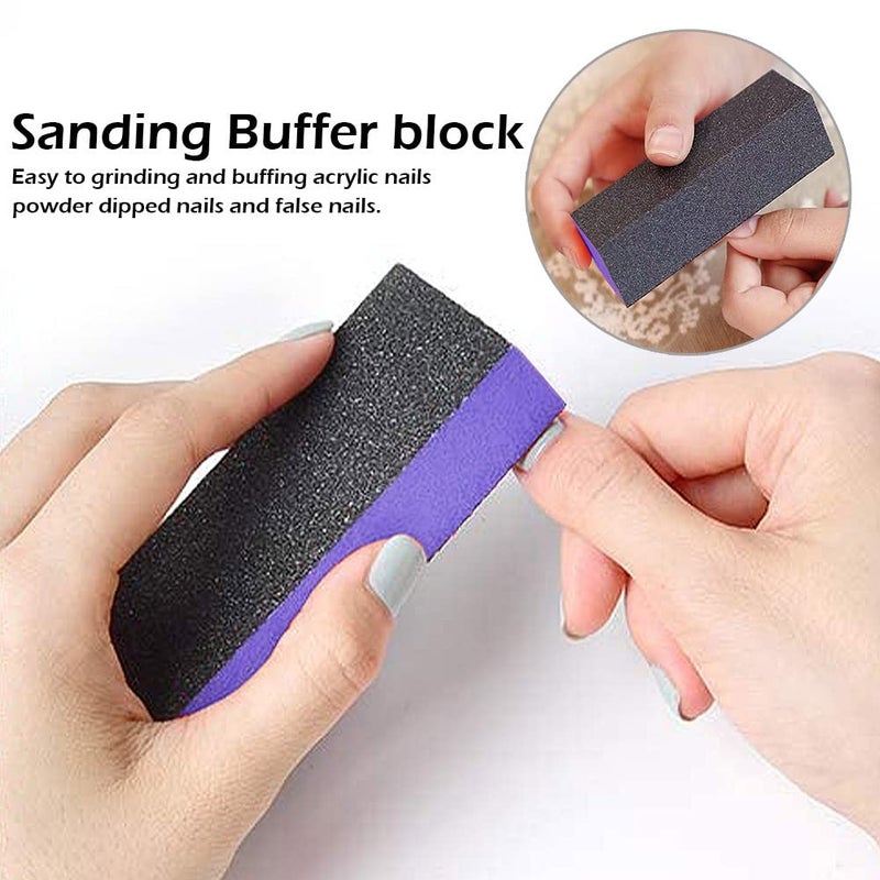 SKYPIA Nail Buffer 3 Sided Blocks Sanding Buffing Grinding Polisher File Shine Nail Art Pedicure Manicure Tool Acrylic Nail Kit Manicure Set Nail Buffer Block (2 PCS) (Purple) - Image 4