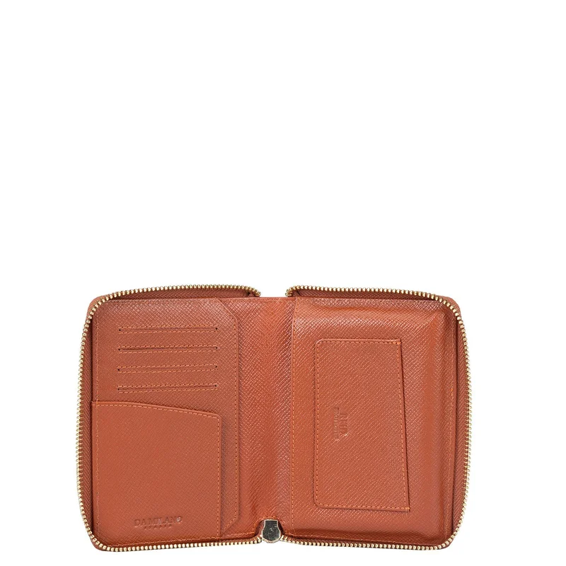 دا ميلانو Franzy Leather Passport Case - Rust Orange