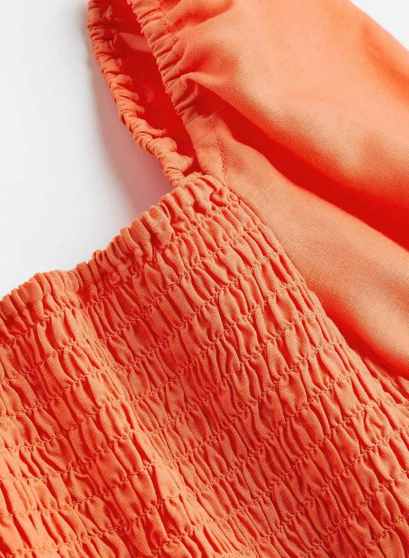 H&M Ruched Balloon Sleeve Crop Top
