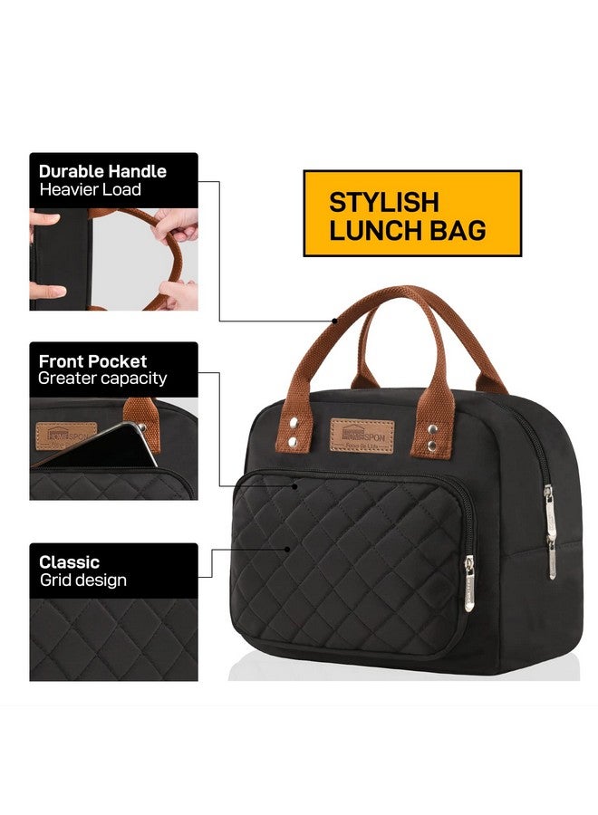 Buringer HOMESPON Lunch Bag for Woman Man Adults with Front Pocket Insulated Lunch Tote Lunch Box Container for Work Picnic or Travel（Black） - Image 2