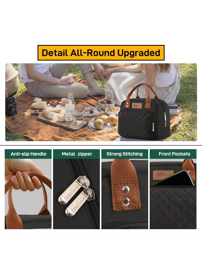 Buringer HOMESPON Lunch Bag for Woman Man Adults with Front Pocket Insulated Lunch Tote Lunch Box Container for Work Picnic or Travel（Black） - Image 3