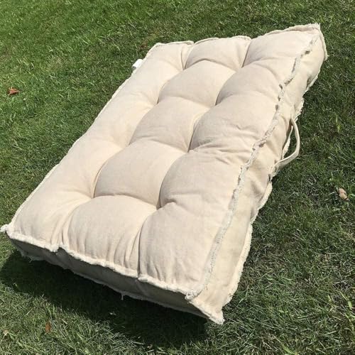 OGFC 809929 Floor Cushions Sitting Pillow, Thick Meditation Pillow for Sitting on Floor，Solid Square Floor Pillow, Yoga Living Room Sofa Balcony Outdoor, 41x23 Inch (Beige) - Image 4