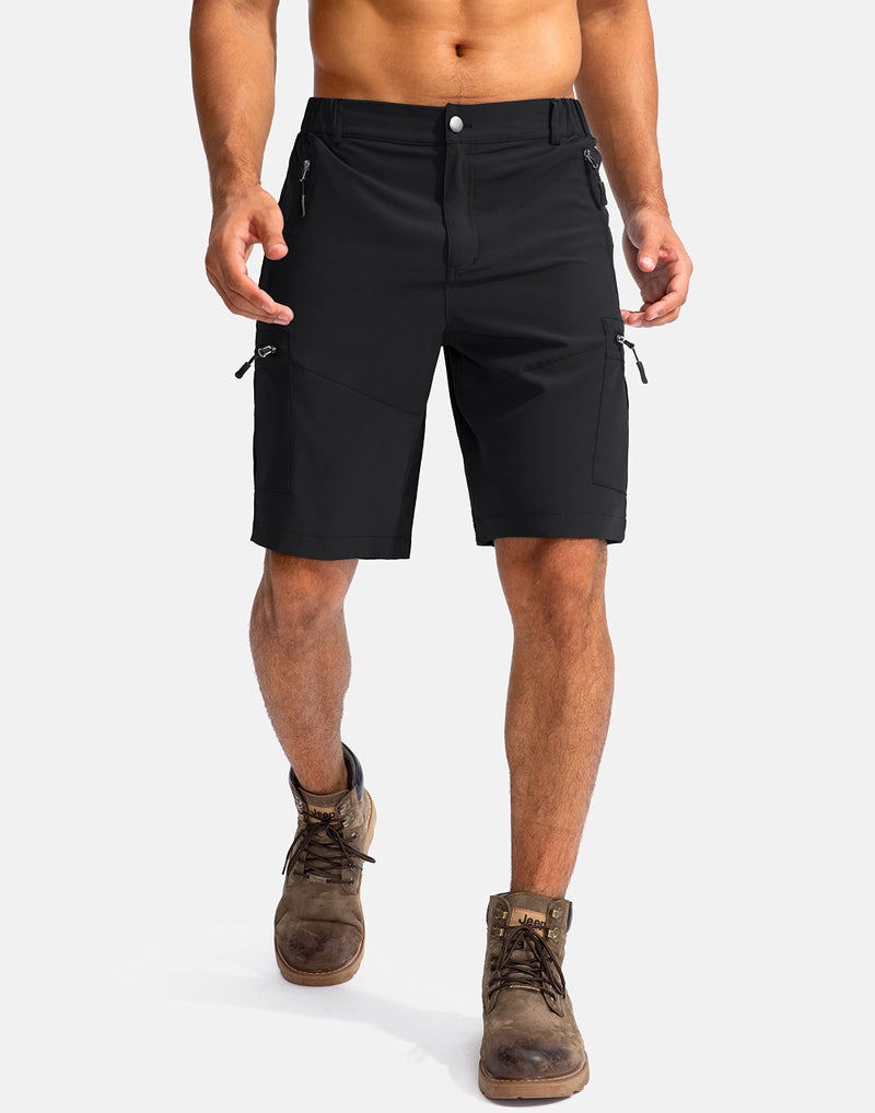 Pudolla Men's Hiking Cargo Shorts 9" Lightweight Outdoor Work Shorts for Men Travel Golf Camping Casual with 5 Zipper Pockets(Black X-Large) - Image 2