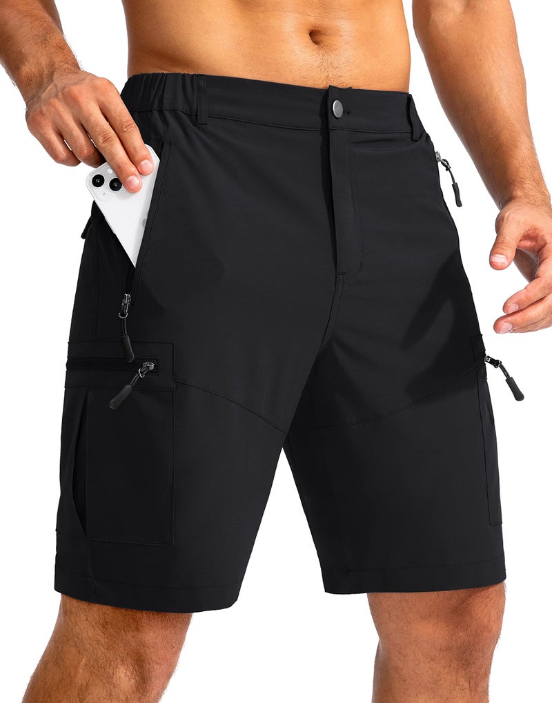 Pudolla Men's Hiking Cargo Shorts 9" Lightweight Outdoor Work Shorts for Men Travel Golf Camping Casual with 5 Zipper Pockets(Black X-Large) - Image 1
