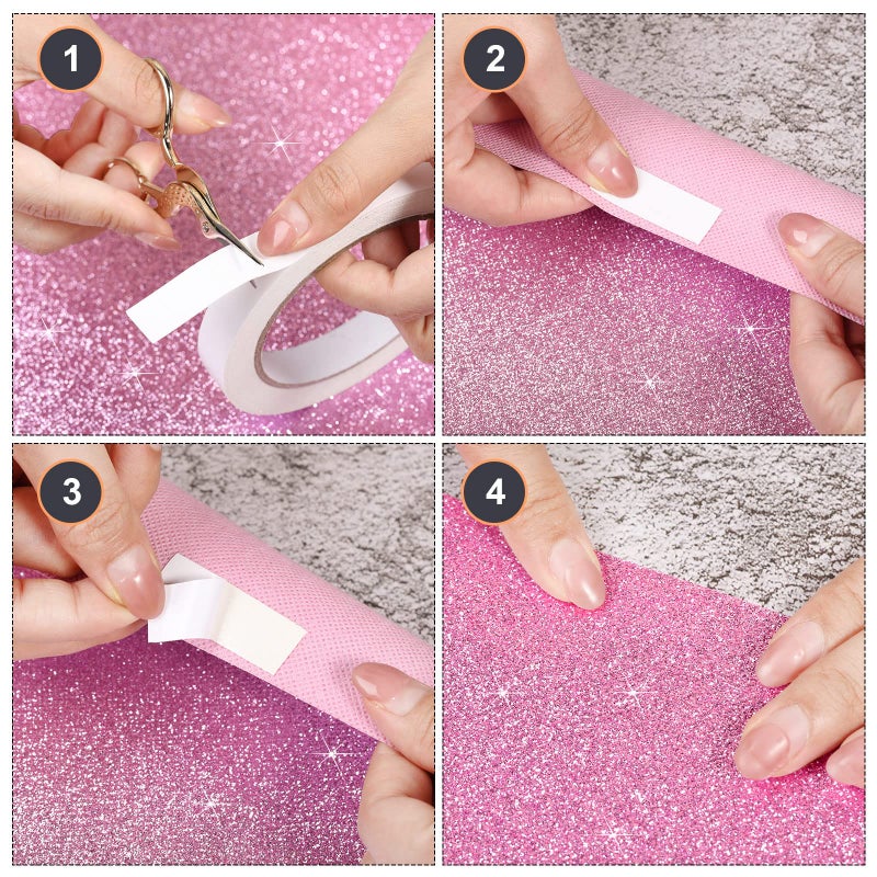 Tatuo Carpet Runner Runway Rug 55 GSM Thickness with Carpet Tape for Prom Wedding Christmas Party Outdoor Indoor Hallway Rug(Glitter Pink 2.46 x 16.4 Feet) - Image 3
