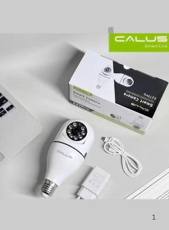 CALUS كاميرا أمان ضوئية بدون لهب E27 برو – كاميرا مصباح ذكي 5G و 2.4GHz مع دوران 360°، تصوير ملون كامل نهاراً وليلاً، كشف الحركة، مراقبة داخلية للمنزل - Image 5
