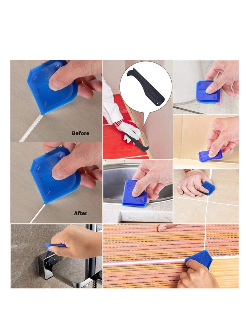 ECVV أدوات السد 5 في 1، فوهة وضع السد الفائقة، ملحقات فوهة مكبس السد الإيبوكسي، فوهة مانع التسرب السيليكوني، أداة تشطيب مانع التسرب السيليكوني، مكشطة الجص لمفاصل البلاط أو الطوب - Image 5