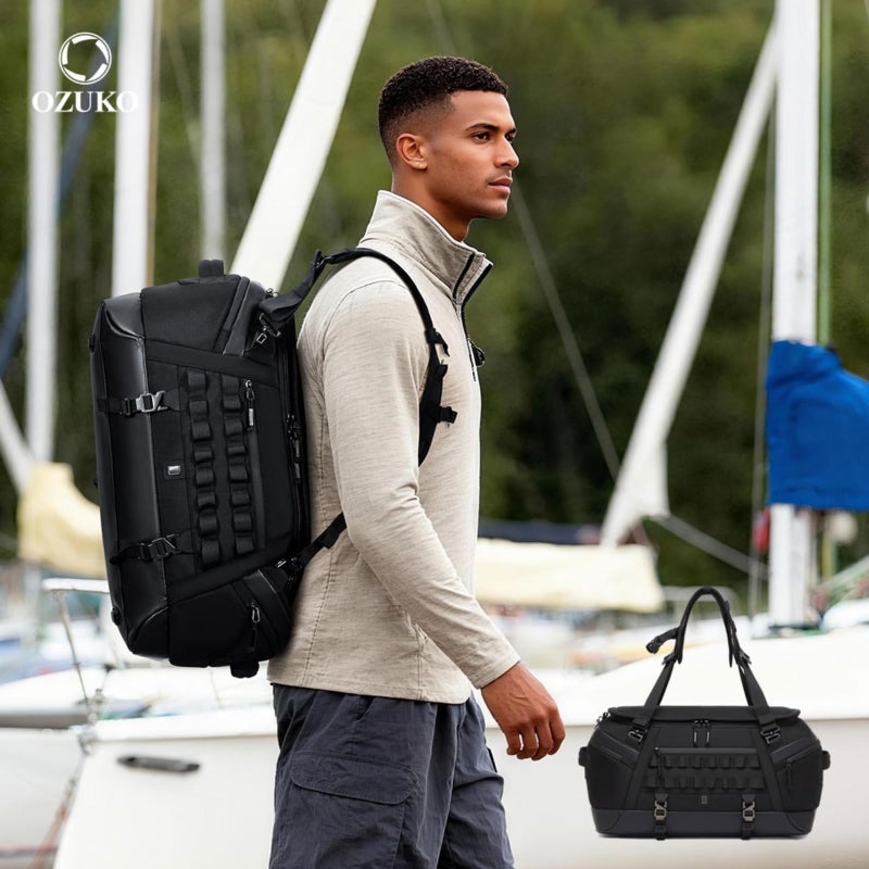 OZUKO Large Capacity Travel Duffel Backpack for Weekender Travel and Daily Use with Multi Purpose Design, Grey, 9903 - Image 3