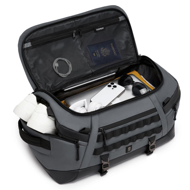 OZUKO Large Capacity Travel Duffel Backpack for Weekender Travel and Daily Use with Multi Purpose Design, Grey, 9903 - Image 5