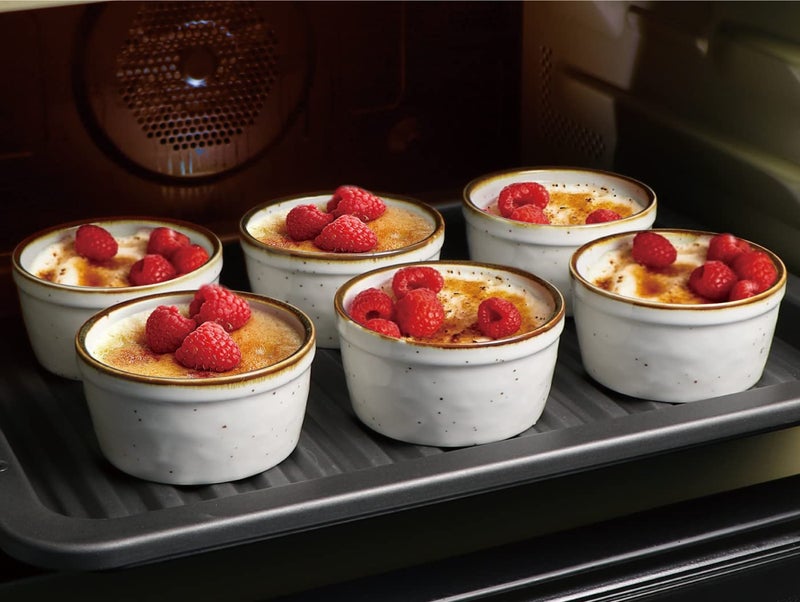 ONEMORE Ramekins 6 oz Oven Safe, Ceramic Souffle Dishes with Brown Rim, Speckled Baking Cups for Creme Brulee Pudding Custard Ice Cream Charcuterie Board Mini Bowls Set of 6 - Creamy White - Image 3
