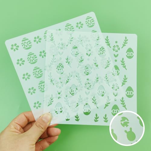 CODOHI 6in Easter Cookie Stencils for Royal Icing, Eggs Carrot Rabbit Face Bunny Shapes, 16 Pcs Assorted Sizes Easter Eggs Stencils for Baking Drawing Dessert Coffee Decoration - Image 4
