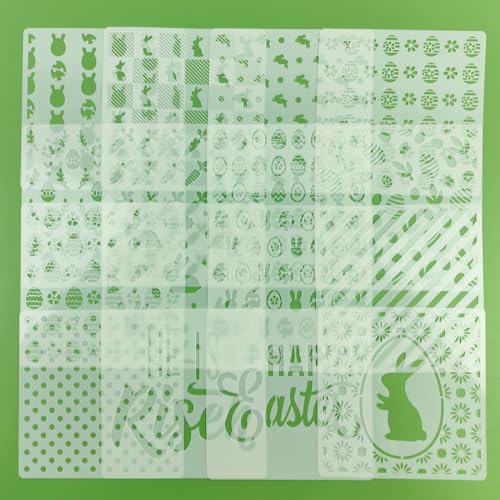 CODOHI 6in Easter Cookie Stencils for Royal Icing, Eggs Carrot Rabbit Face Bunny Shapes, 16 Pcs Assorted Sizes Easter Eggs Stencils for Baking Drawing Dessert Coffee Decoration - Image 3