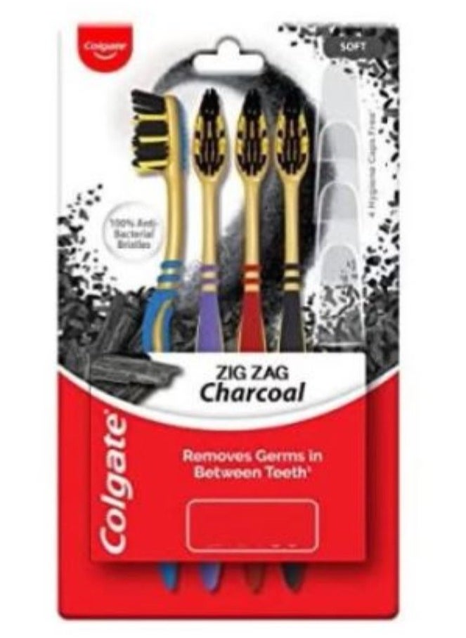Colgate - Colgate ZigZag Soft Charcoal Toothbrush 4pcs - Image 1