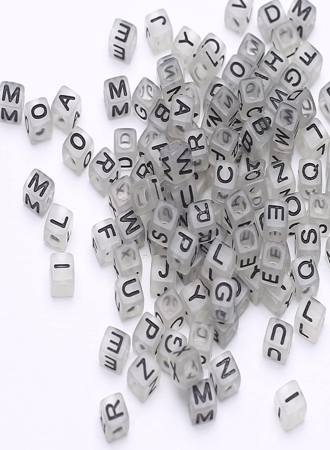 HERZWILD 1000Pcs Luminous Square Letter Beads Glow in The Dark Cube Beads Glow Letter Bead Acrylic Luminous Alphabet Bead for Jewelry Making Bracelets Necklaces Key Chains - Image 3