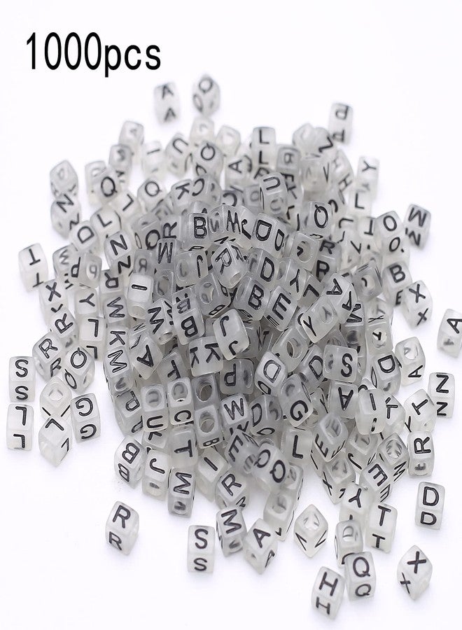 HERZWILD 1000Pcs Luminous Square Letter Beads Glow in The Dark Cube Beads Glow Letter Bead Acrylic Luminous Alphabet Bead for Jewelry Making Bracelets Necklaces Key Chains - Image 2