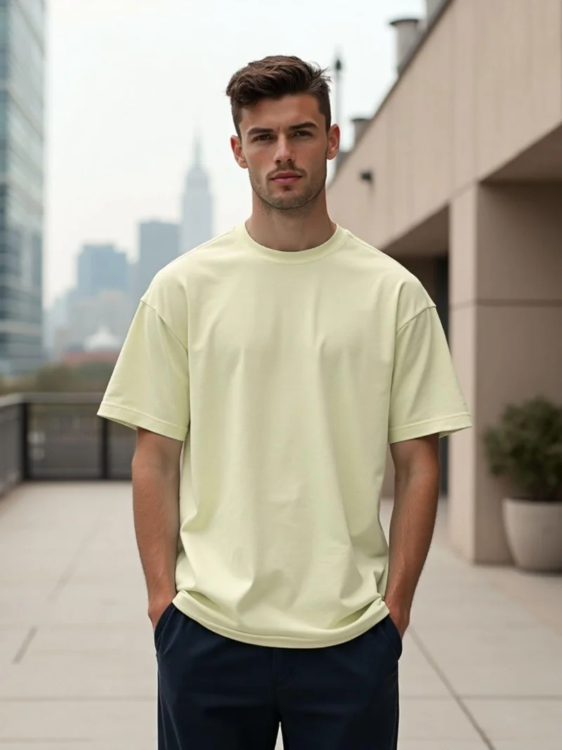 NOBERO  Men's Oversized Fit T-Shirt in Light Green for Men | Best Price UAE