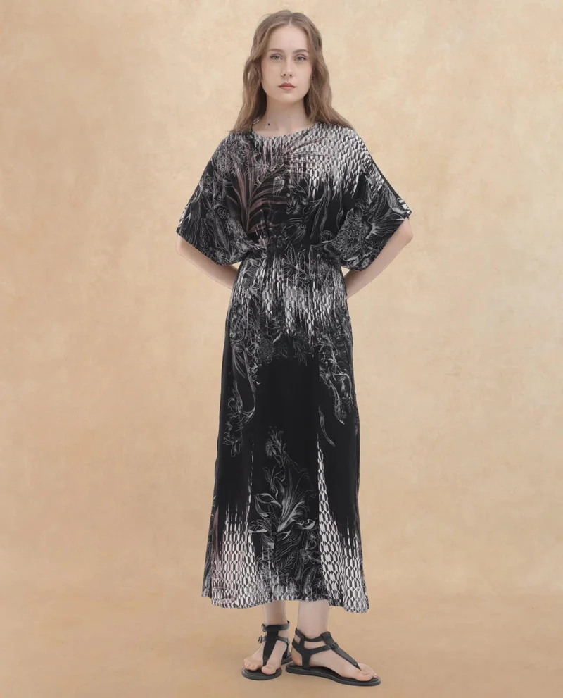 ريريزم Women's Tropical Two-Tone Resort Midi Dress