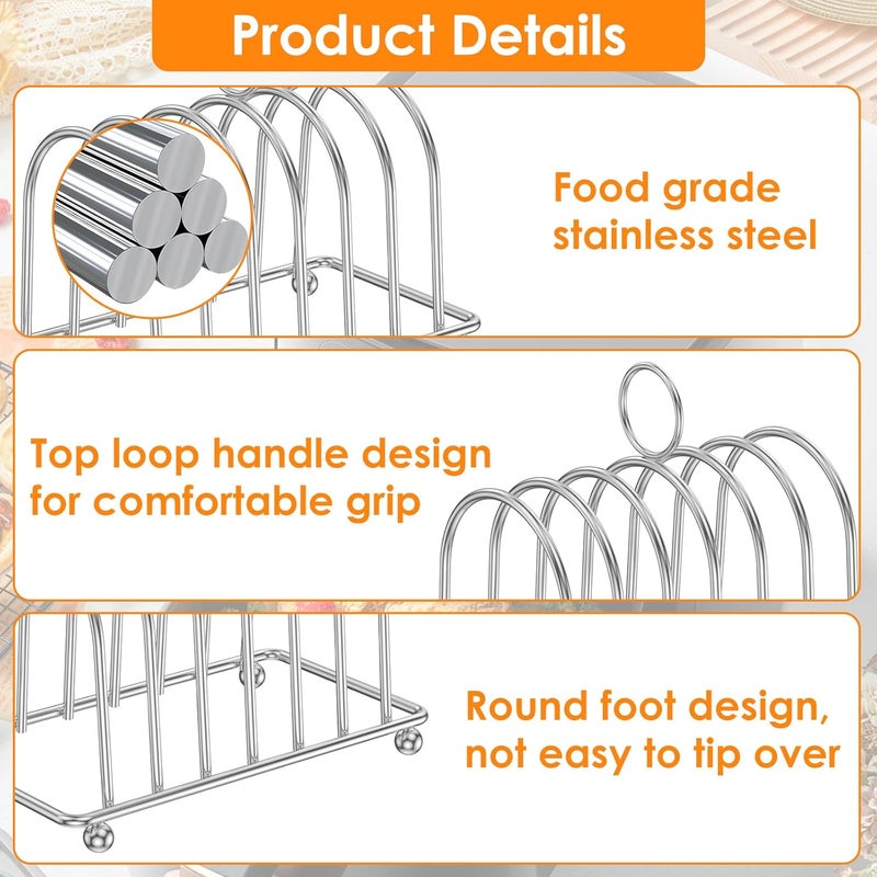 windforgecraft Toast Rack Stainless Steel Bread Rack Handle Toast Holder 6 Slice Slot English Style Desktop Toast Rack Non Stick Food Cooling Racks for Buffet Breakfast Lunch Dinner and Toast (5) - Image 4