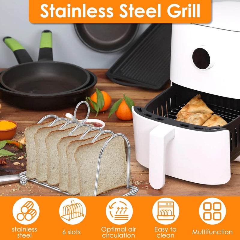 windforgecraft Toast Rack Stainless Steel Bread Rack Handle Toast Holder 6 Slice Slot English Style Desktop Toast Rack Non Stick Food Cooling Racks for Buffet Breakfast Lunch Dinner and Toast (5) - Image 2