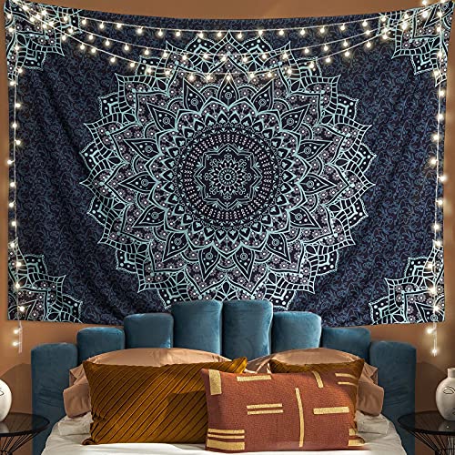 Edeesky Black Blue Mandala Tapestry Wall Hanging Vintage Tapestries Aesthetic Hippie Wall Decor Bohemian Wall Art Boho Home Decoration for Bedroom,Living Room,Dorm - Image 3
