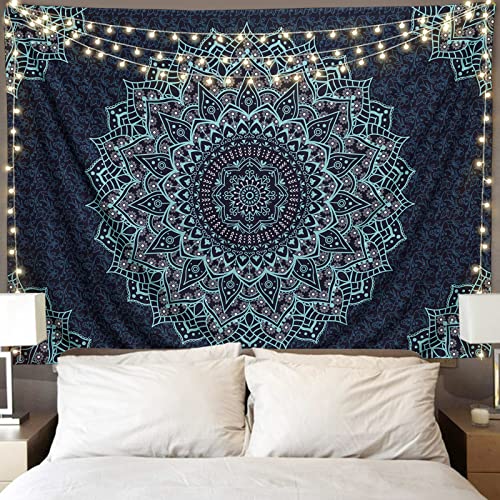 Edeesky Black Blue Mandala Tapestry Wall Hanging Vintage Tapestries Aesthetic Hippie Wall Decor Bohemian Wall Art Boho Home Decoration for Bedroom,Living Room,Dorm - Image 1