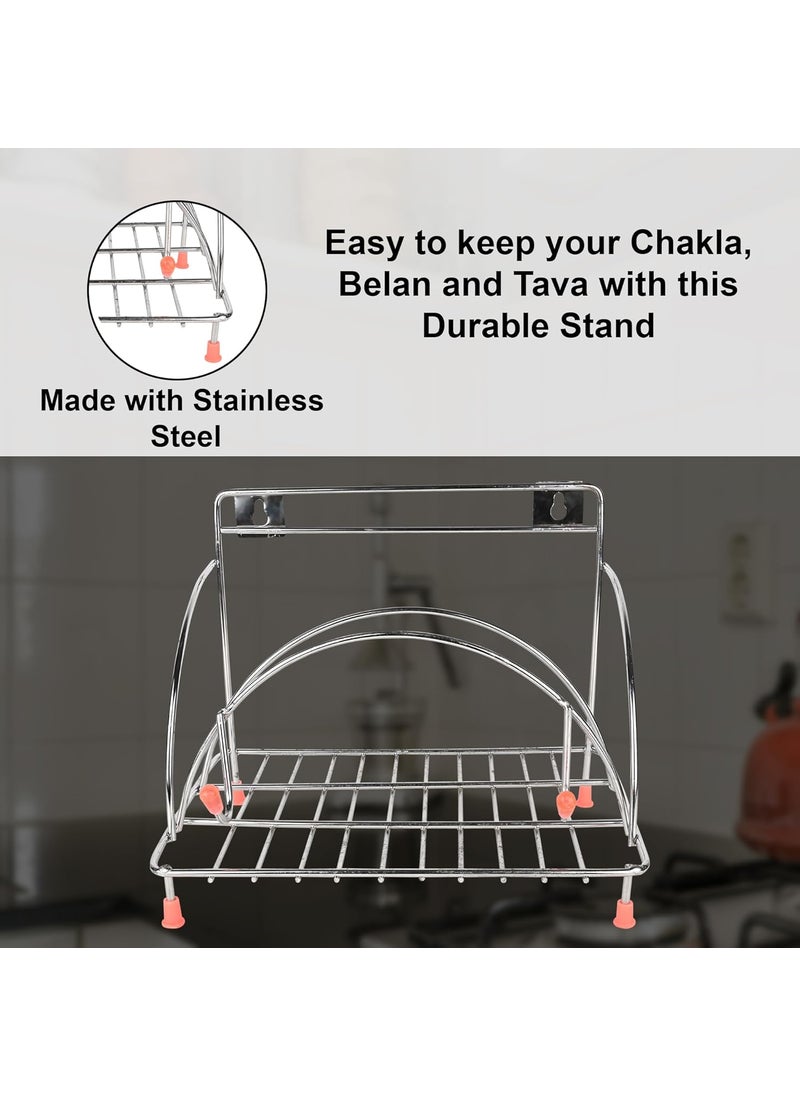 ROLLYWARE Rollyware Premium 100 Stainless Steel Chakla Belan Tava Stand Chimta Stand and Lighter Holder ChaklaBelanStandSteel  - Image 5