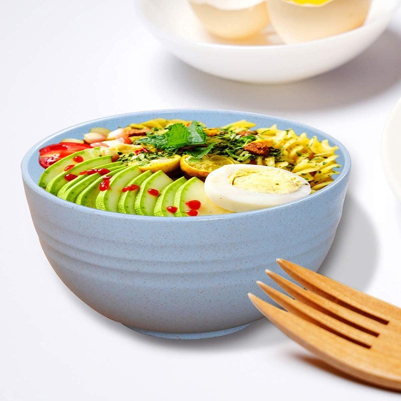 G-KARUNA GKARUNA Unbreakable Cereal Bowls Dishwasher Microwave Safe Bowl Set with Sponge Lightweight Wheat Straw Bowls for Cereal Soup Set of 4 Multicolor - Image 5