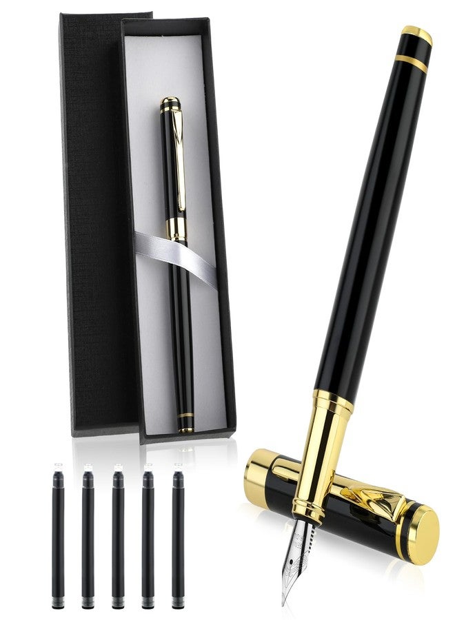 cobee Luxury Metal Fountain Pen, Fine Nib Fountain Pen Business Smooth Writing Pen with Ink Converter 5 Ink Cartridges Gift Box Calligraphy Pens for Writing Journaling Signature - Image 1